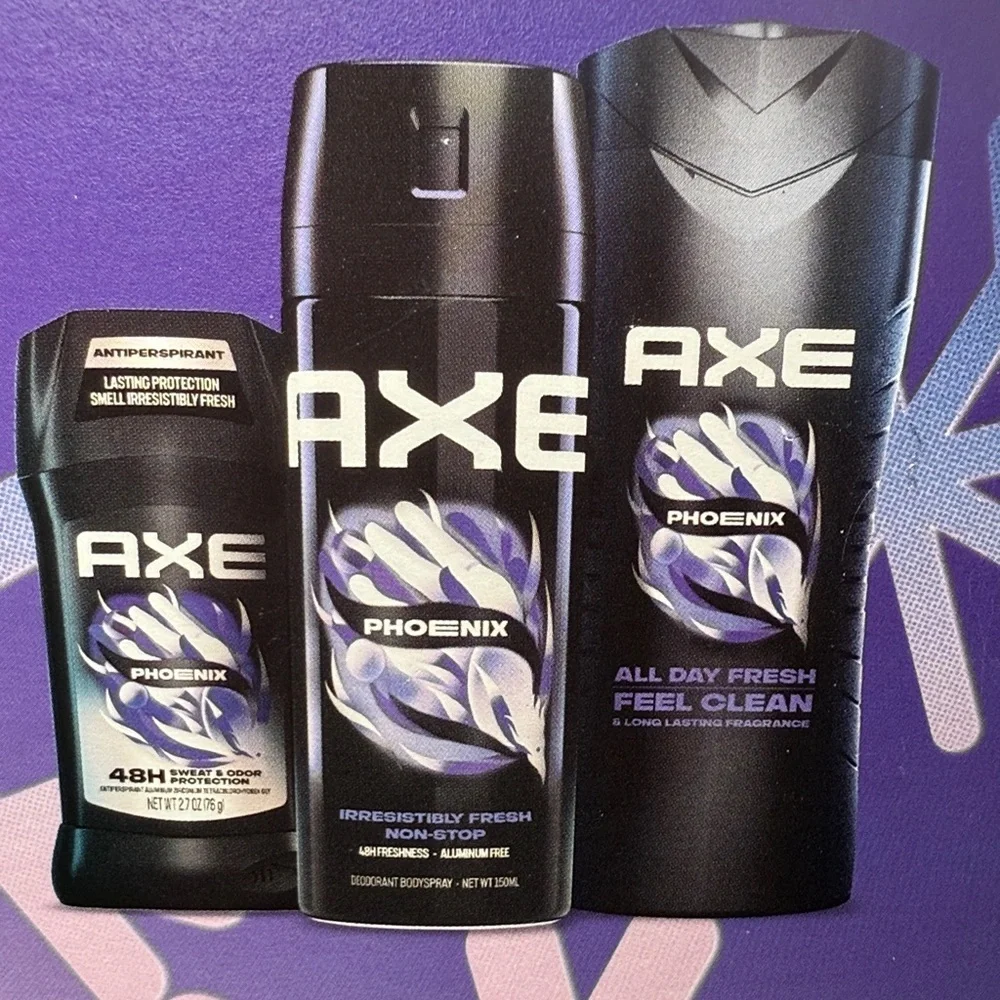 NEW! Axe Phoenix Men's Body Care 3 Piece Set Body Wash, Deodorant, Spray